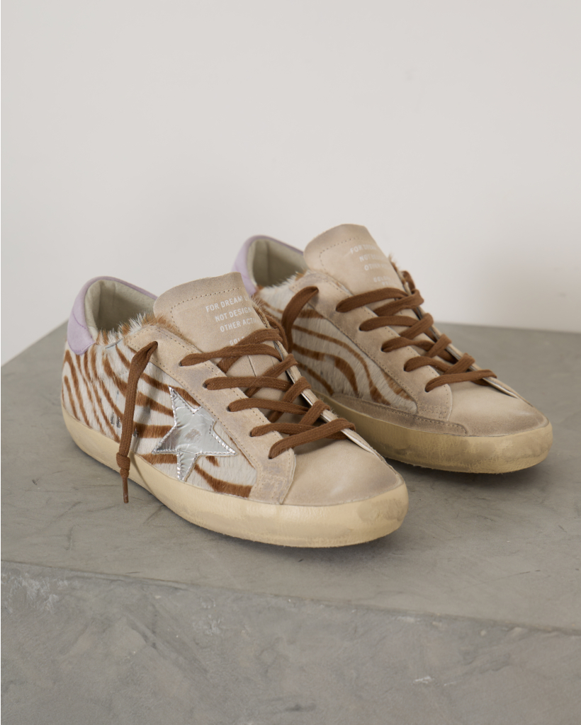 Super Star Sneakers Zebra White Brown