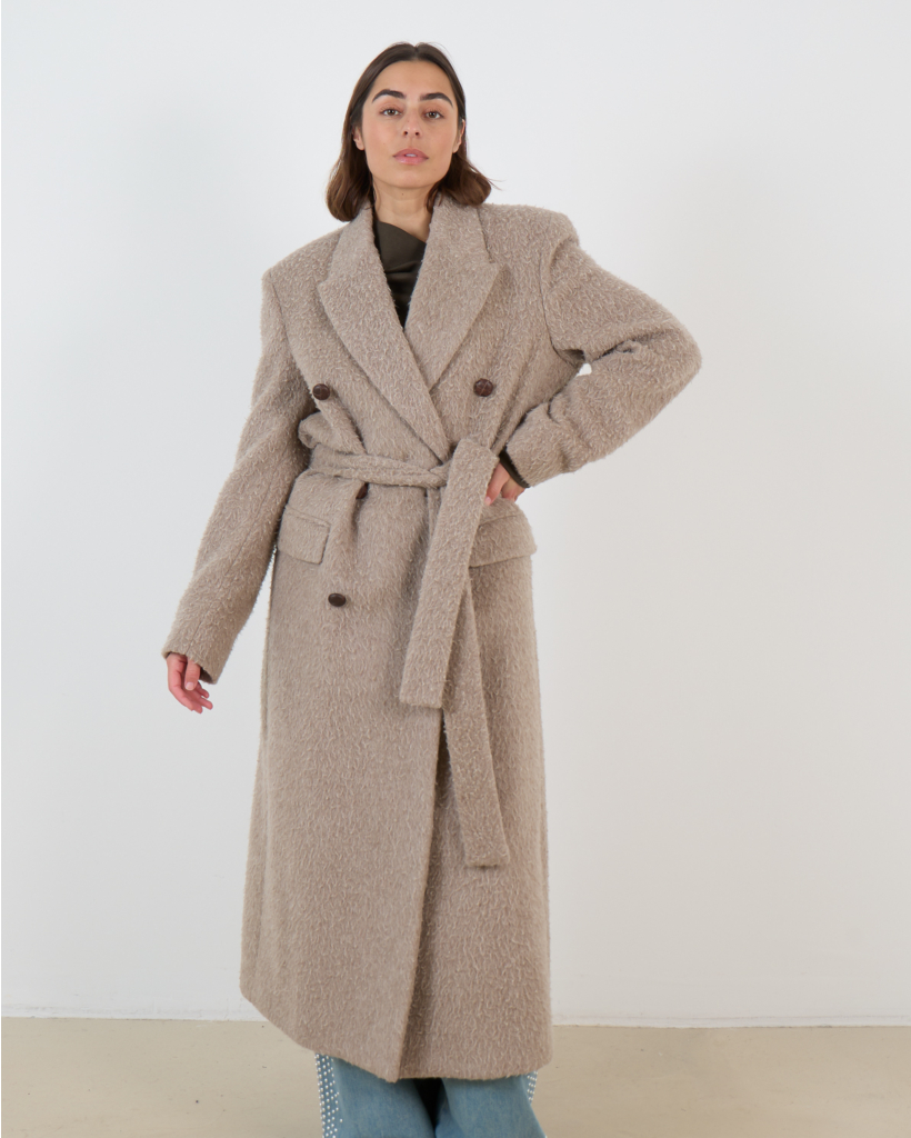 Coat Taupe With Belt