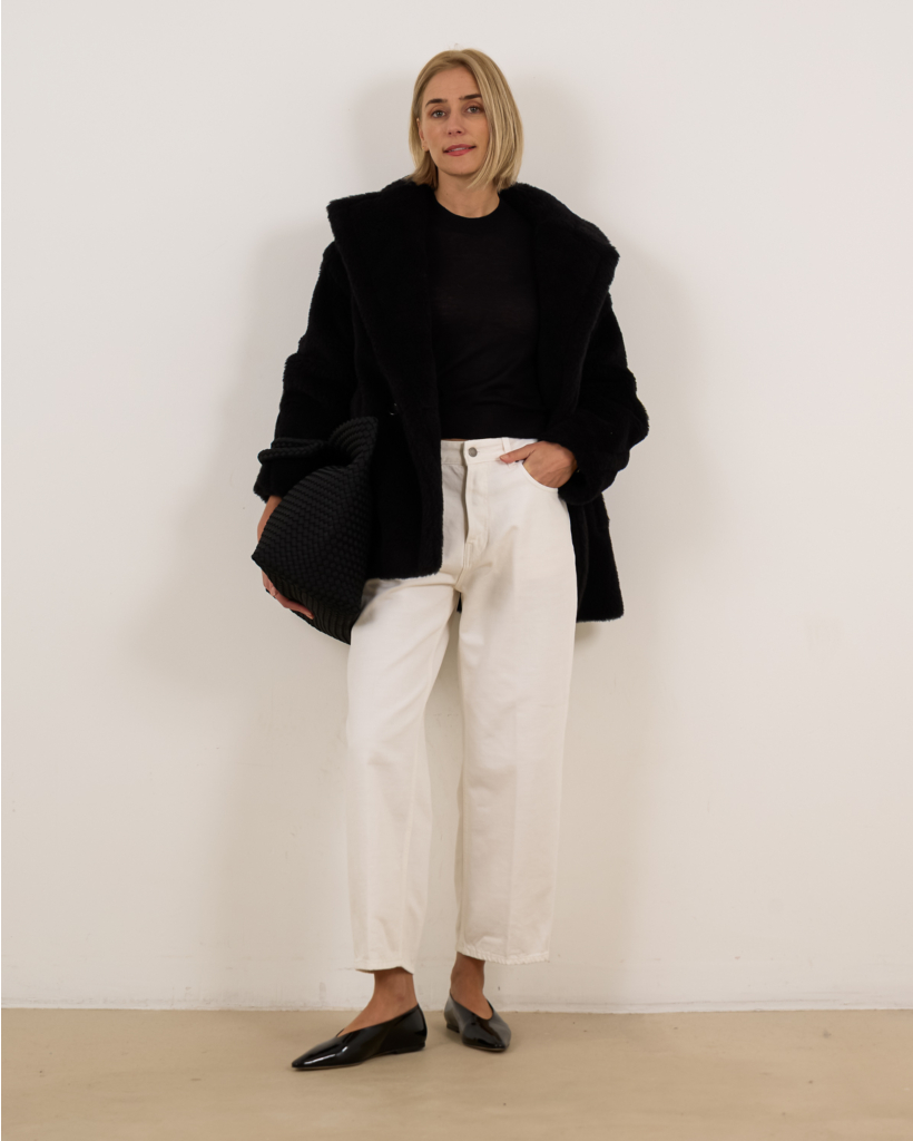 Black sheer cashmere long-sleeved pullover