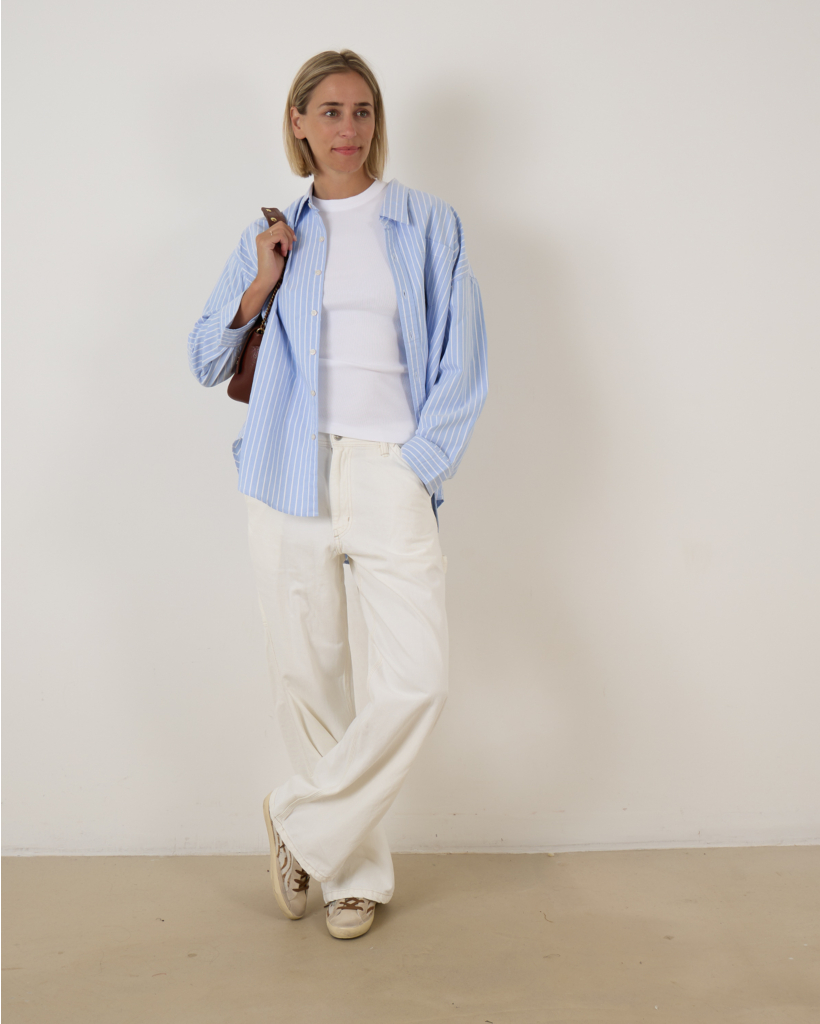 Teri Wideleg Carpenter Pant Vintage Cream