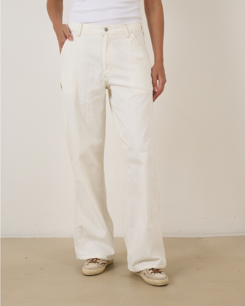Teri Wideleg Carpenter Pant Vintage Cream