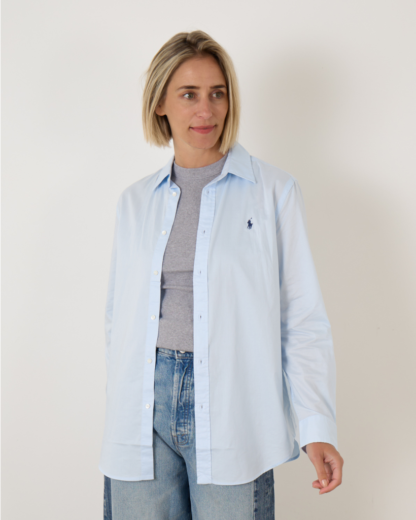 Stretch Slim Fit Cotton Shirt Blue