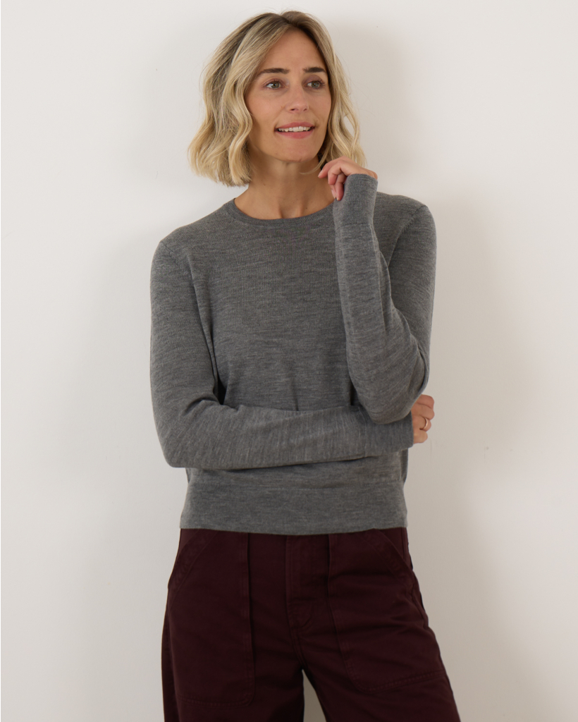 Fine Knit Pullover Flannel Heather