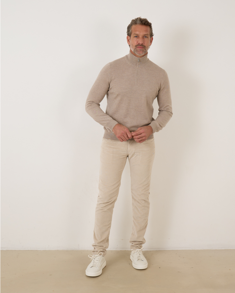 Nick Slim Rib Trousers Beige