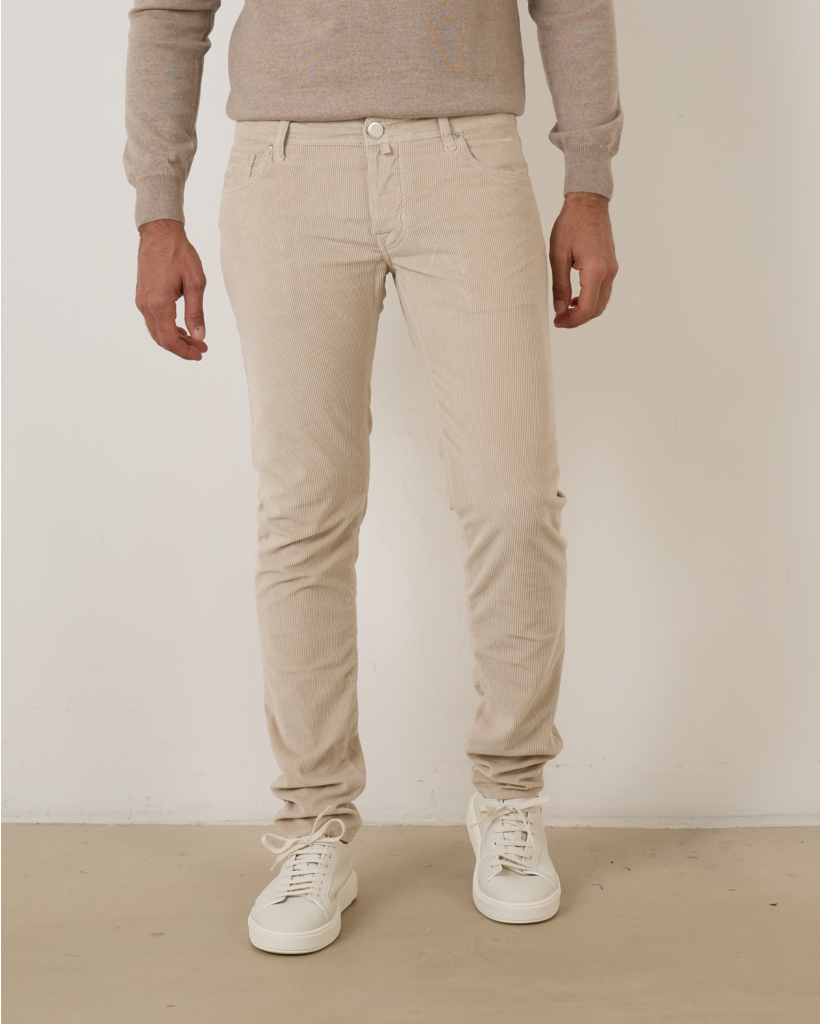 Nick Slim Rib Trousers Beige
