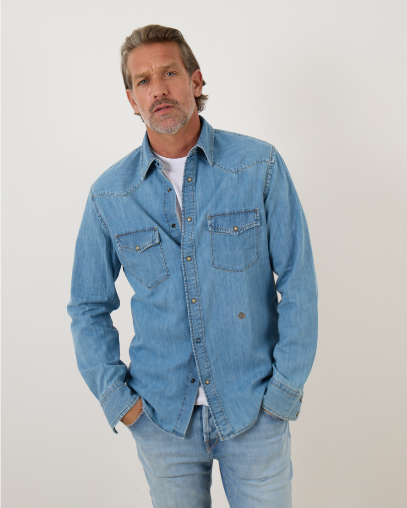 Casual Denim Shirt Blue