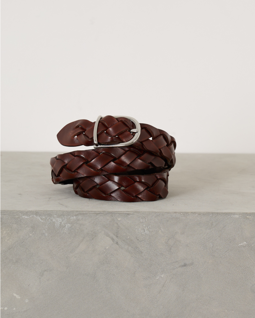 Brown Braided Leather Belt