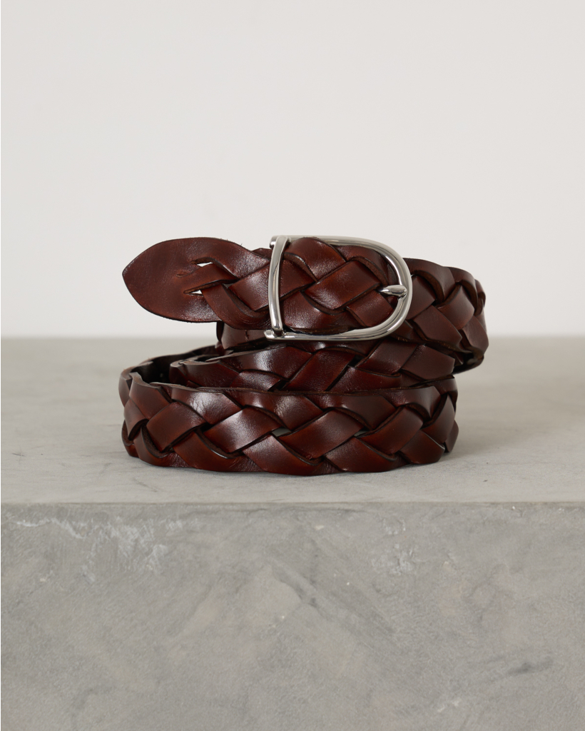 Brown Braided Leather Belt