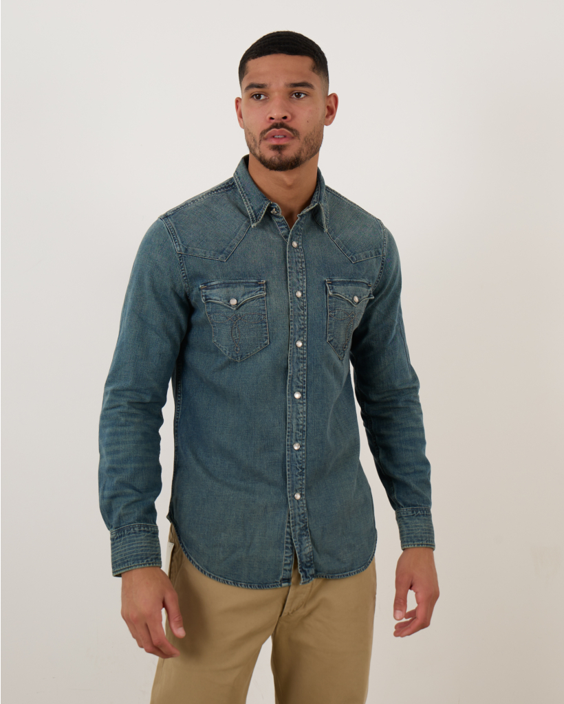 Slim Fit Denim Western Shirt
