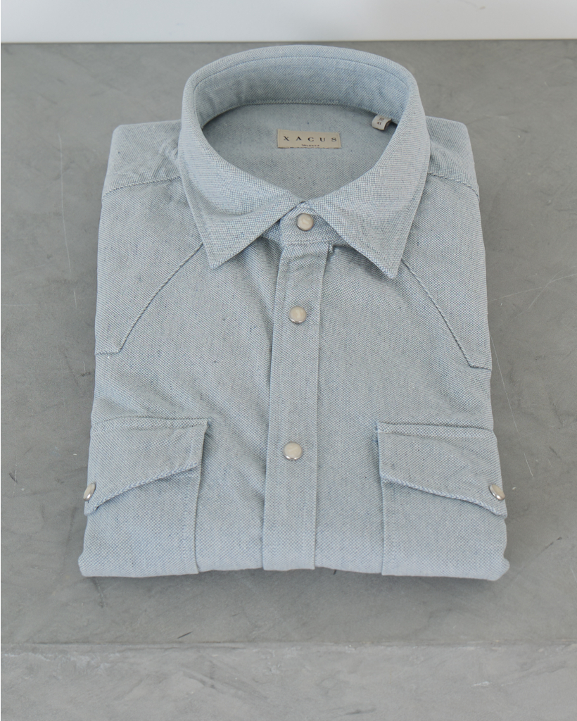 Indigo Textured Washed Shirt Blue