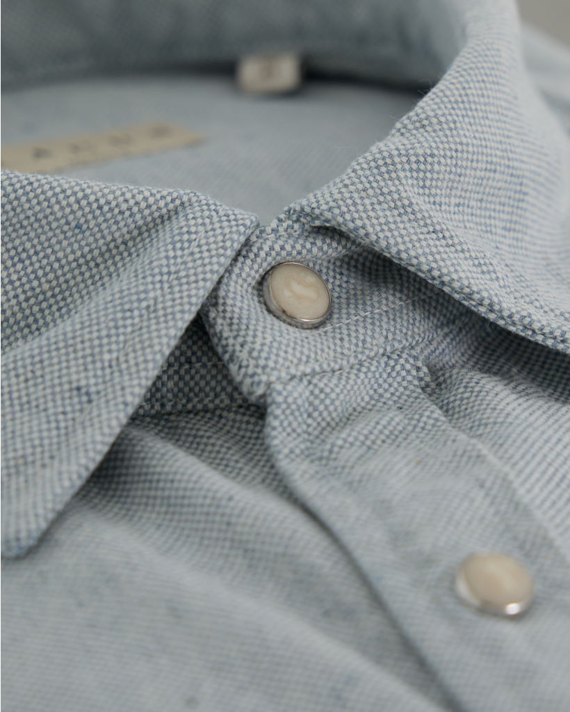 Indigo Textured Washed Shirt Blue