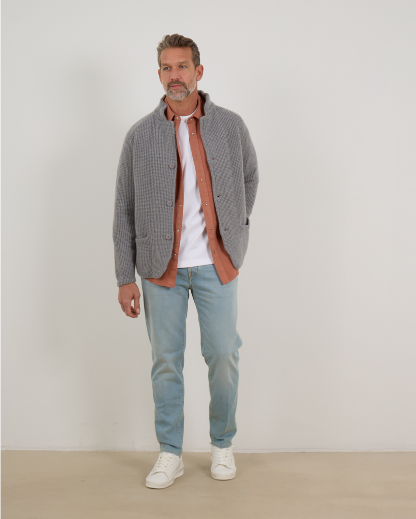 Wool and Cashmere Vest with Button Closure Grey