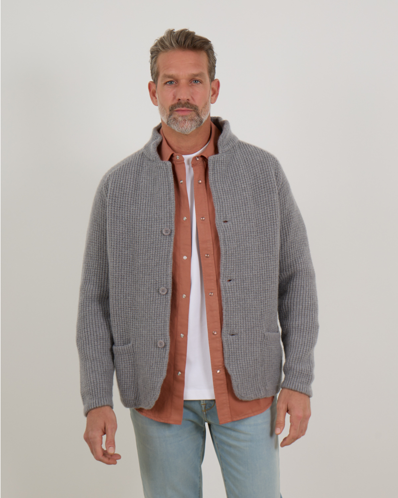 Wool and Cashmere Vest with Button Closure Grey