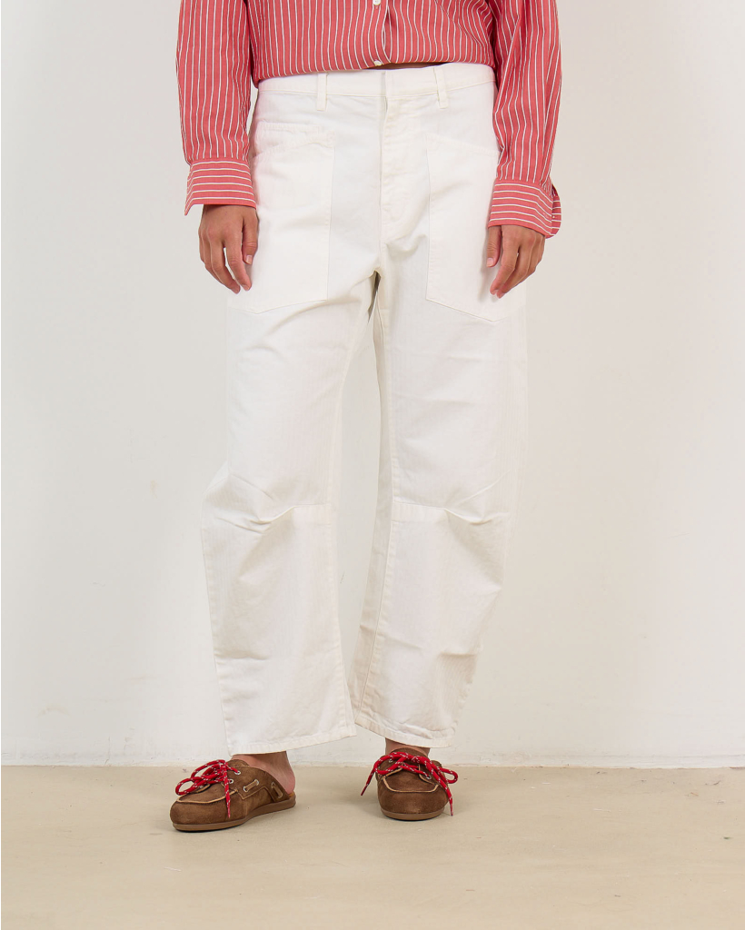 Cargo Jeans with Slit Pockets Vintage Cream