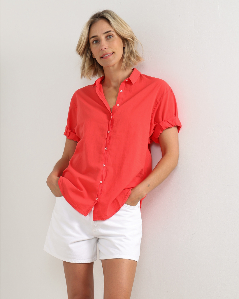 Channing Blouse with Rolled-Up Sleeves Red Sky