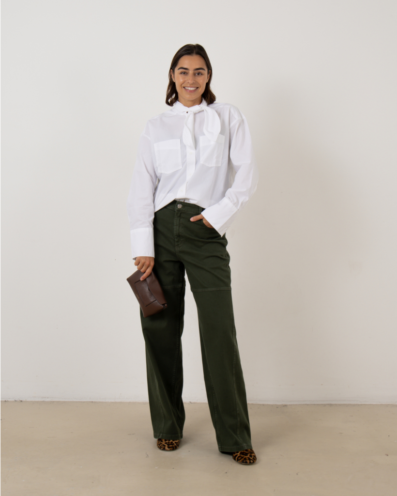 Nikolin dark green straight-leg trousers