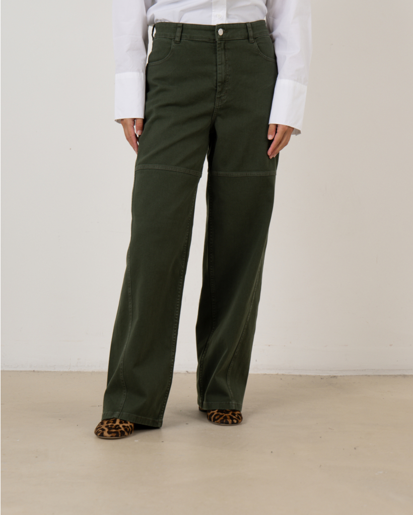Nikolin dark green straight-leg trousers