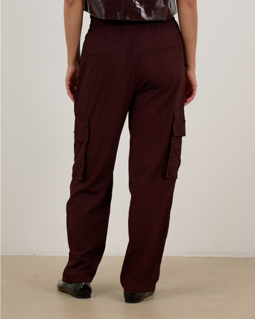 Nemu Cargo Pants with Sequins in Bordeaux