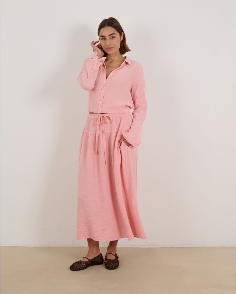 Irene Flowy Midi Skirt Pink