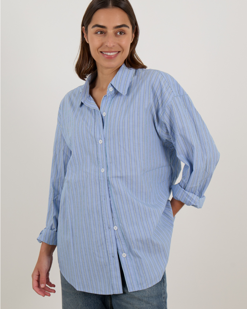 Hayven Blue Striped Long Blouse