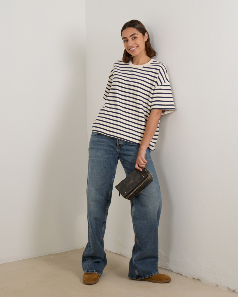 Romeo Boxy T-shirt Striped Navy Off-White