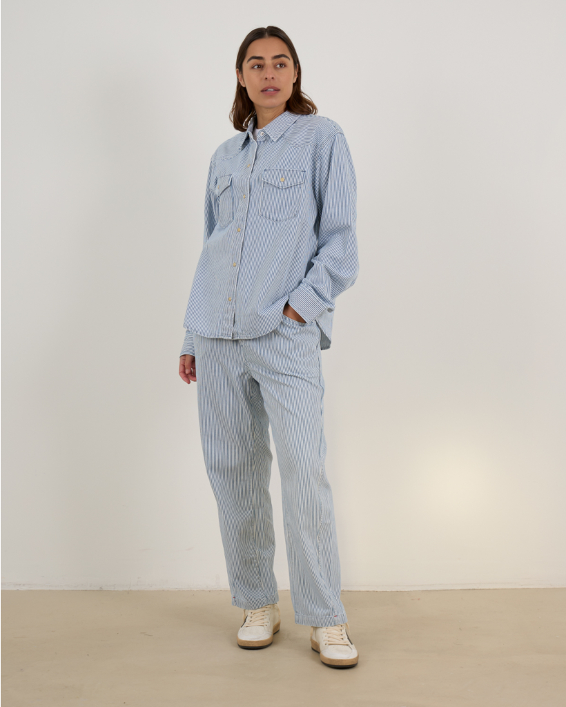 Byron Blouse Long Sleeve Striped Blue