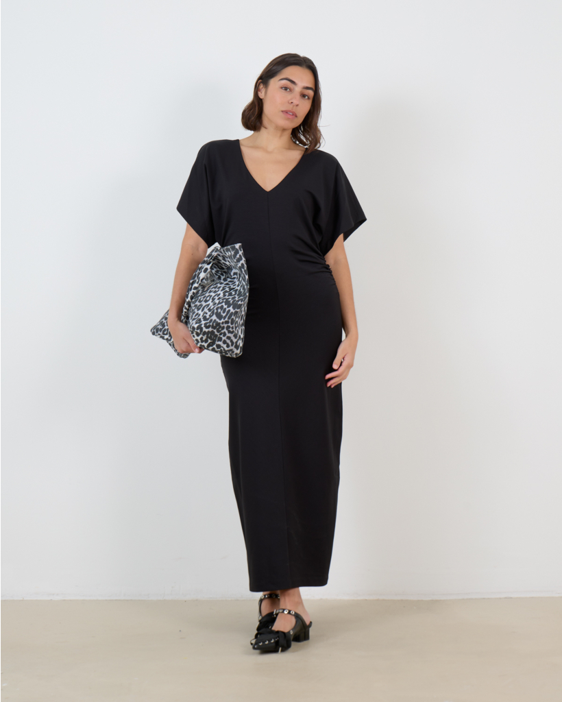 Pamanti Fitted Maxi Dress Short Sleeve Black