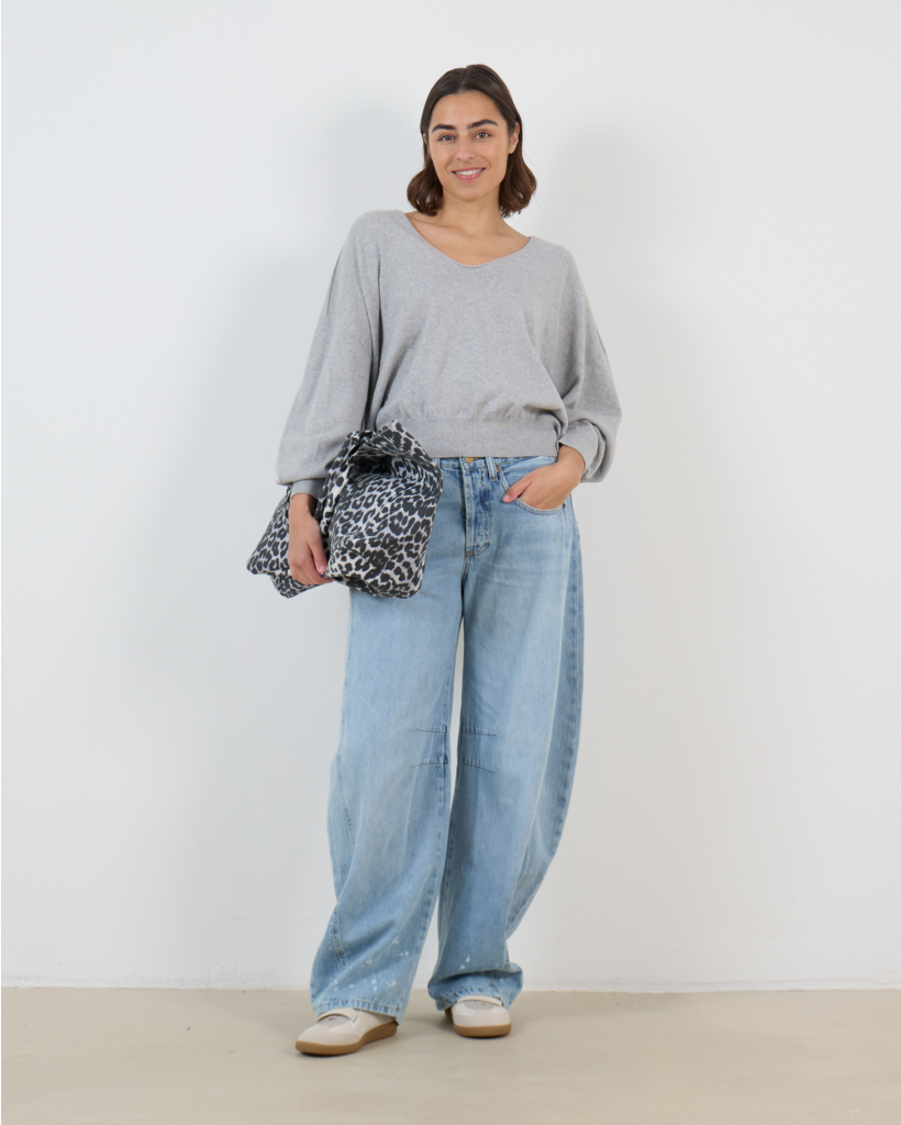 Risory Pullover with Long Sleeves and Round Neck, Grey