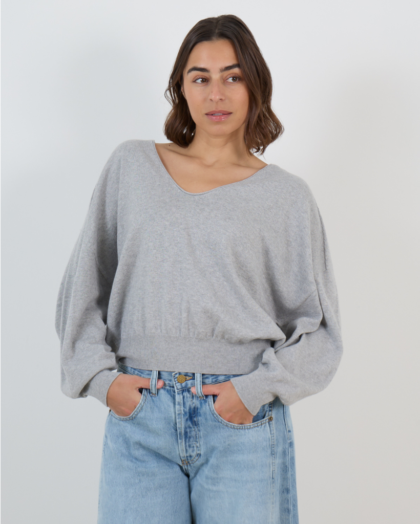 Risory Pullover with Long Sleeves and Round Neck, Grey
