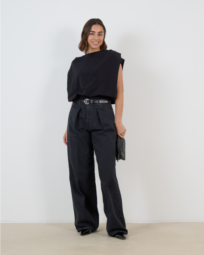 Calluna Draped Sleeveless Sweatshirt Black