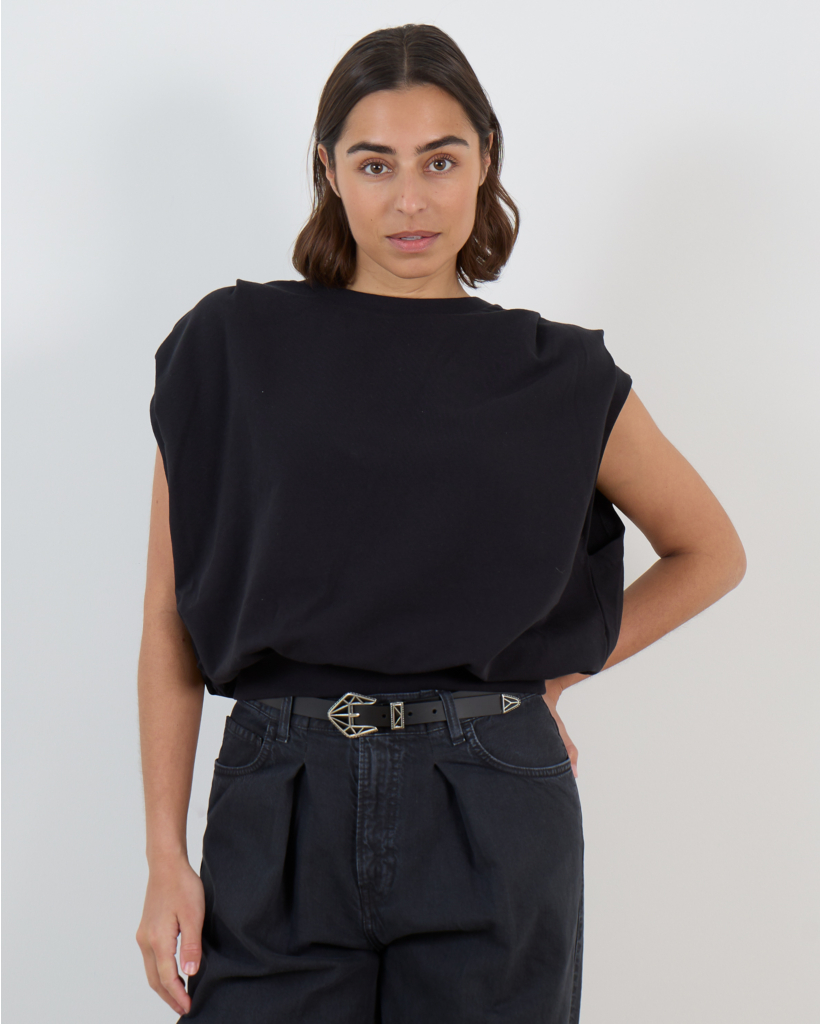 Calluna Draped Sleeveless Sweatshirt Black