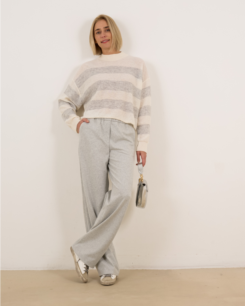 Mathisa off-white striped wool pullover