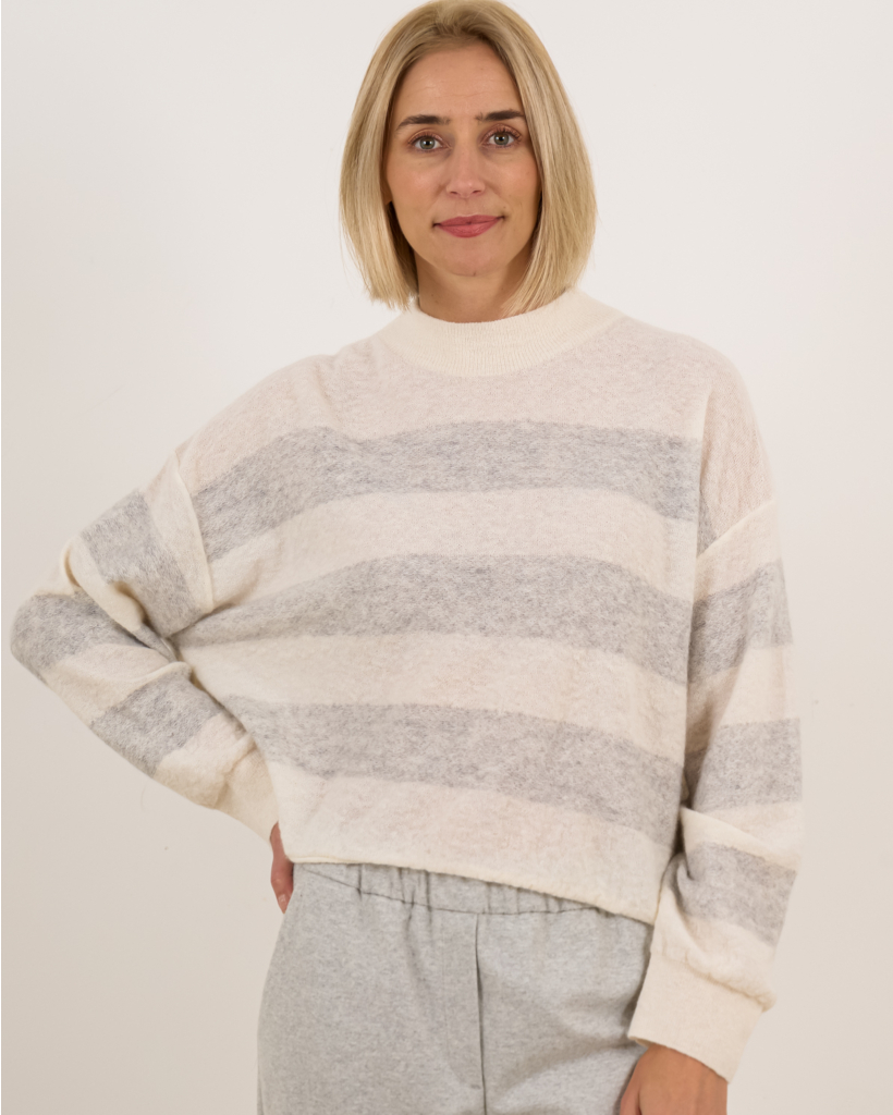 Mathisa off-white striped wool pullover