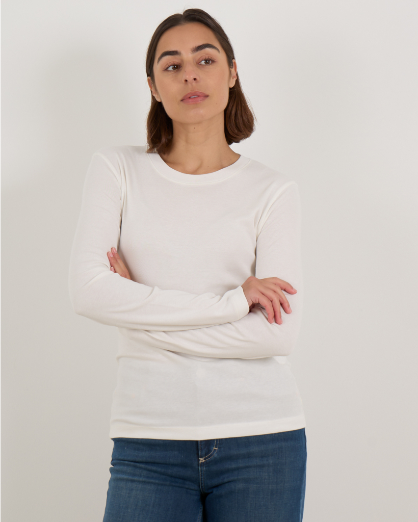 Stretchy Cotton Blend Long Sleeve Shirt White