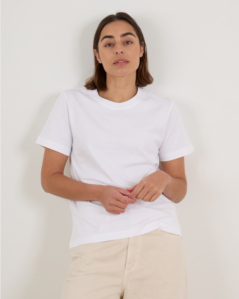 White T-shirt with print on the back