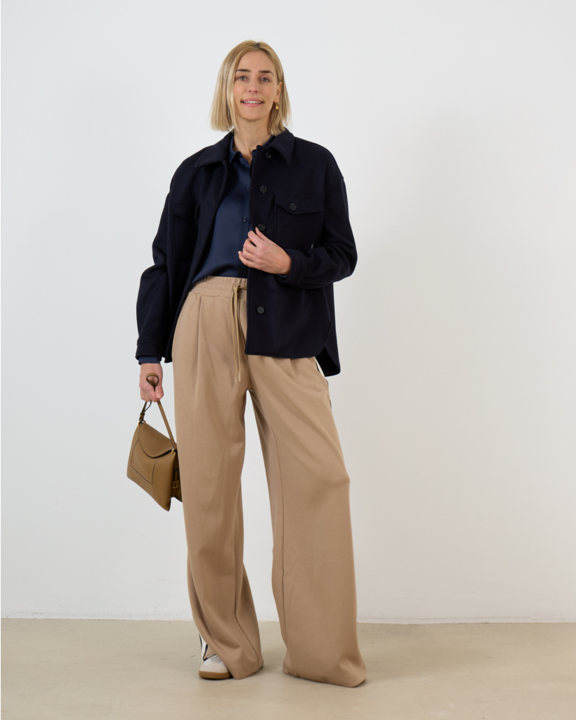 Navy Blue Wool Overshirt Jacket