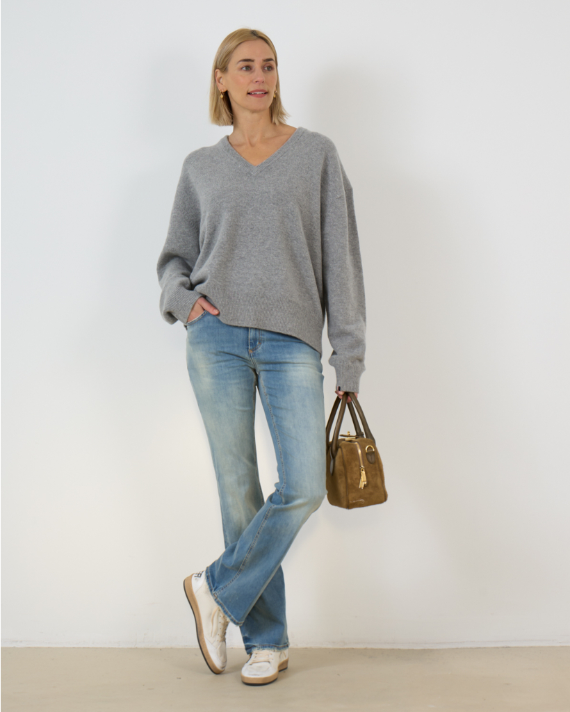 Jovanna Flared Jeans with Stretch, Stonewashed Blue