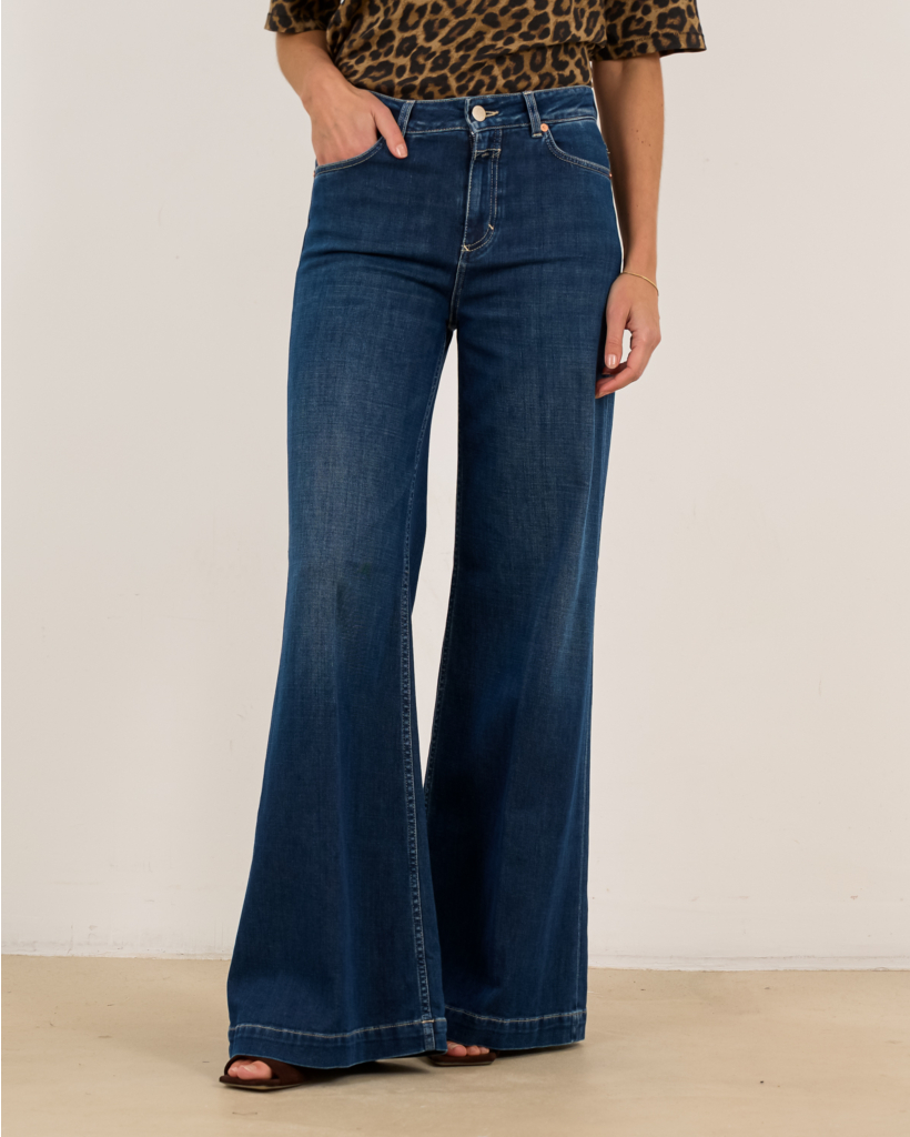Glow Up Wide Leg Jeans Dark Blue