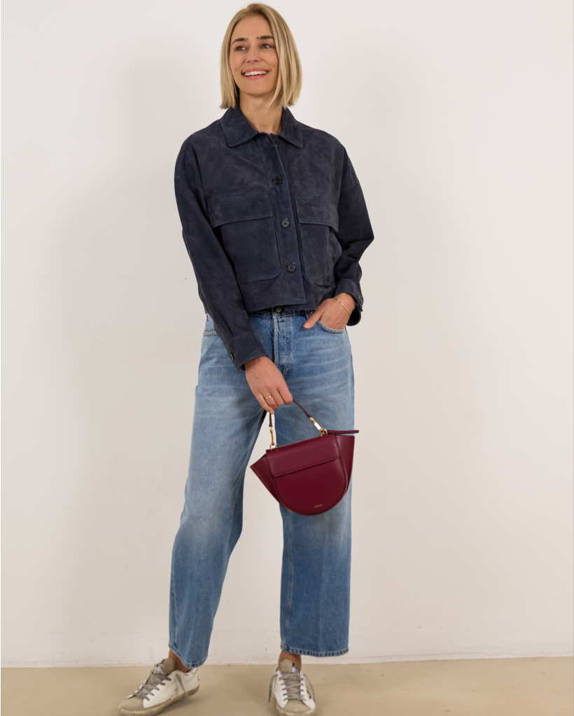 Mira Cropped Suede Jacket Royal
