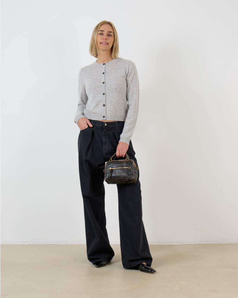 Cashmere Cardigan Vest with Button Closure Grey