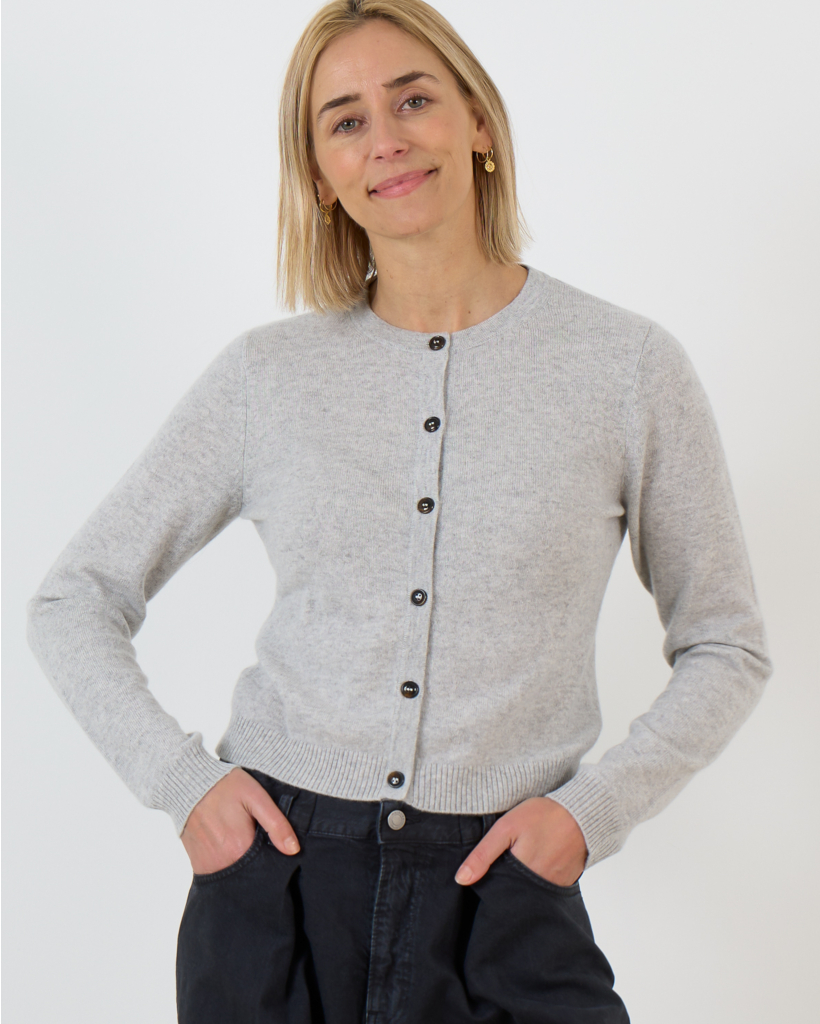 Cashmere Cardigan Vest with Button Closure Grey