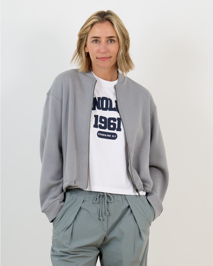 Vest with zipper and Monument print