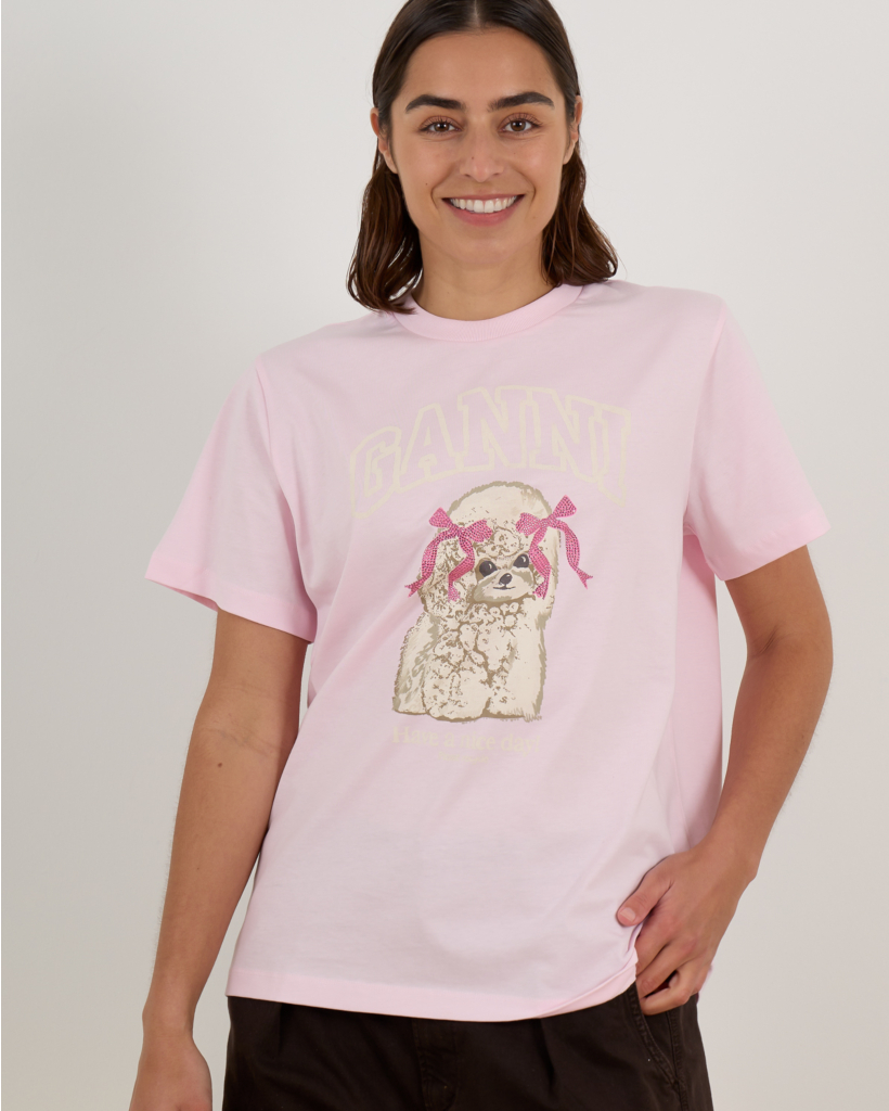 Poodle Print T-shirt Pink