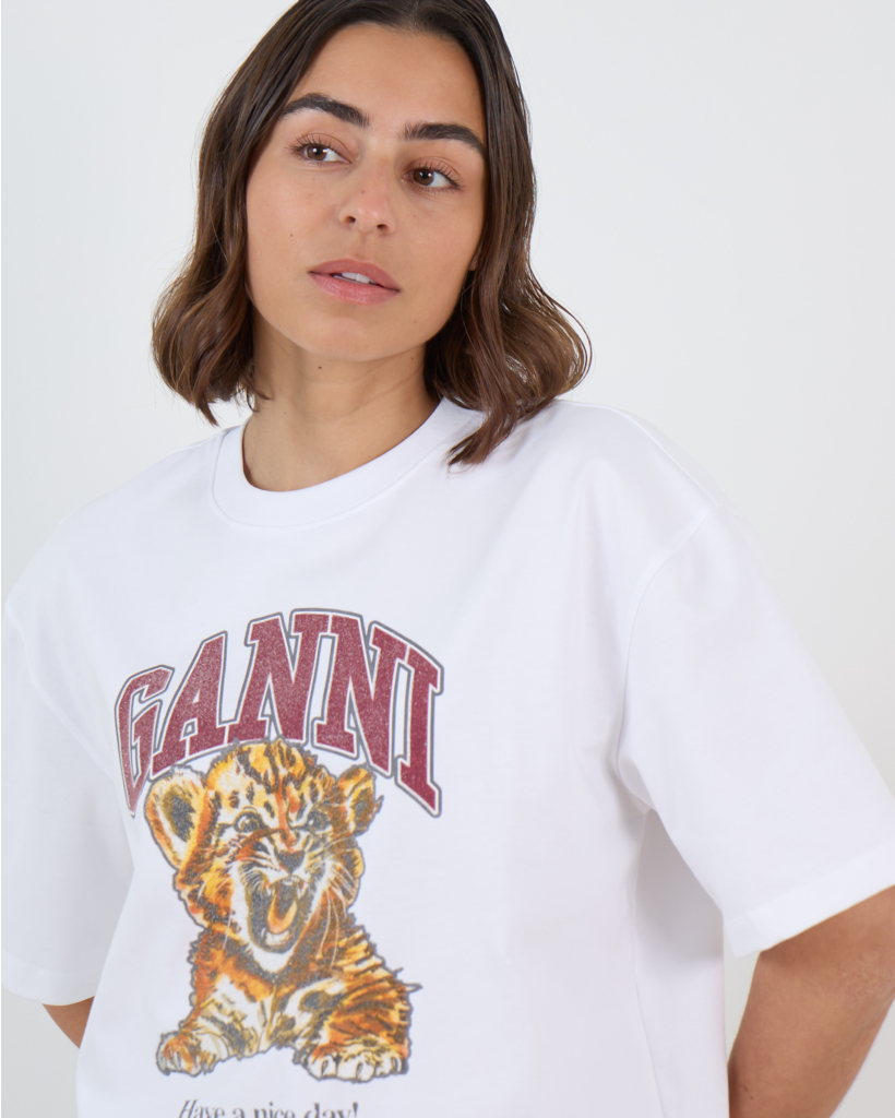White Cotton Tiger Graphic T-Shirt