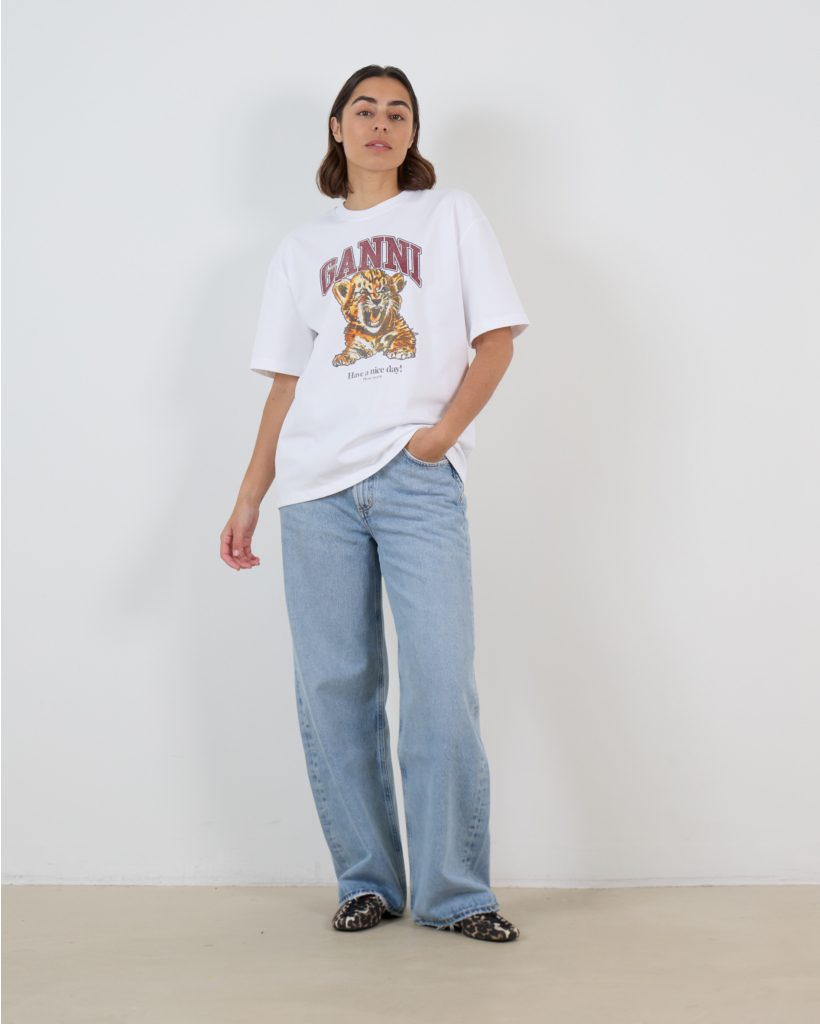 White Cotton Tiger Graphic T-Shirt