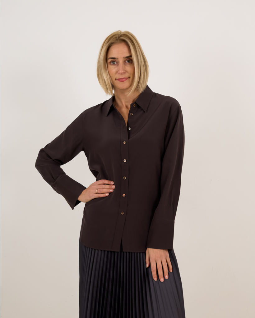 Silk Joe blouse dark brown