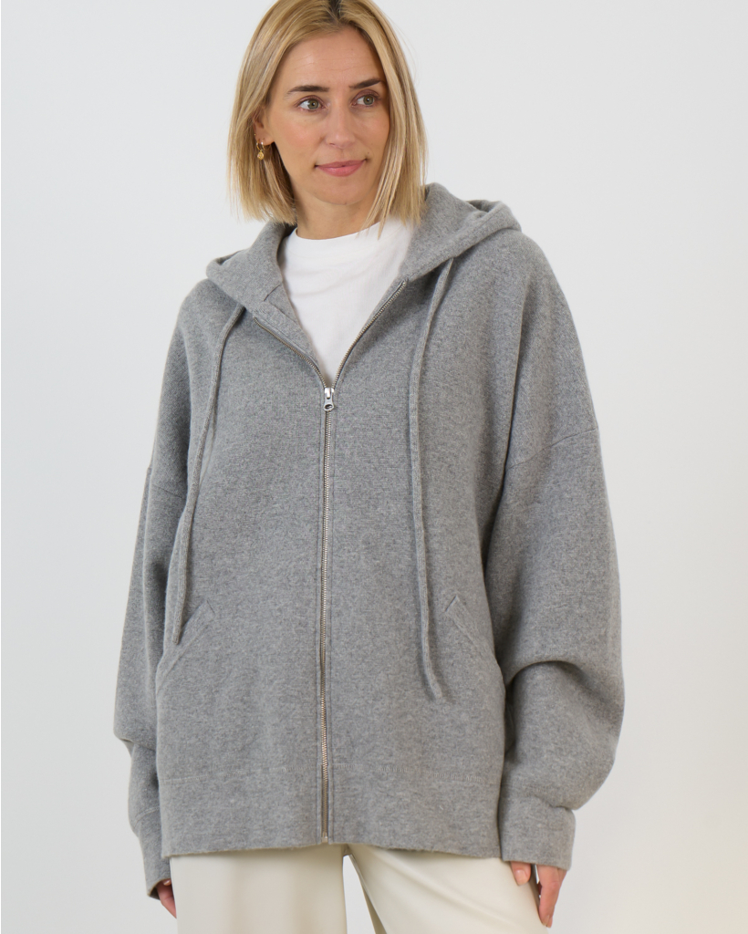 No. 460 Donnie Cashmere Zip Hoodie Grey