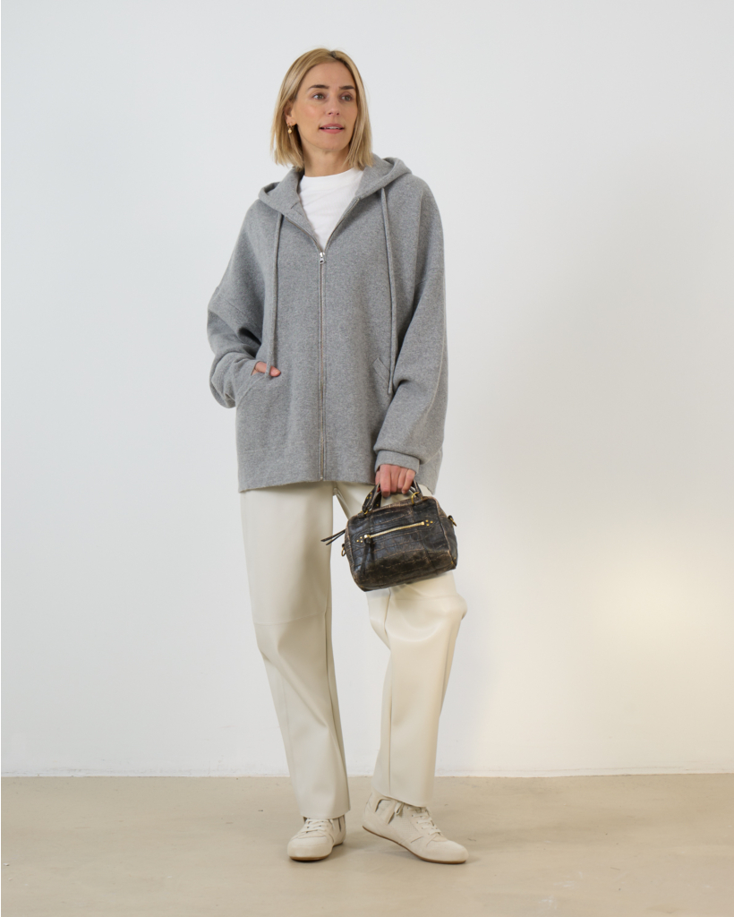 No. 460 Donnie Cashmere Zip Hoodie Grey