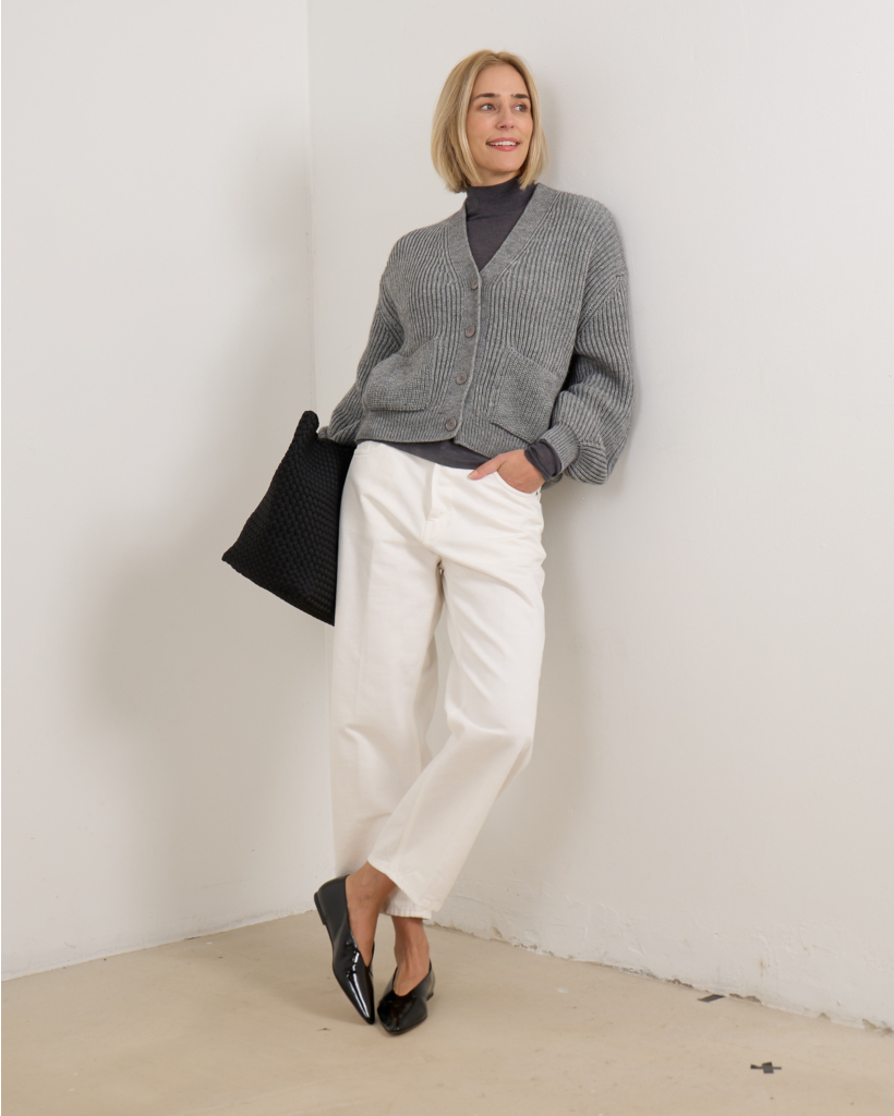 Kashmir sheer turtleneck pullover shirt gray