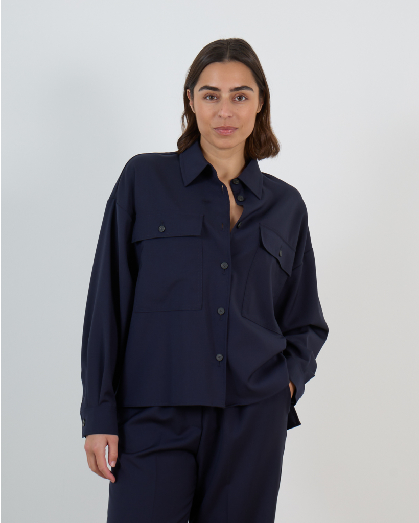 Navy Wool Blouse